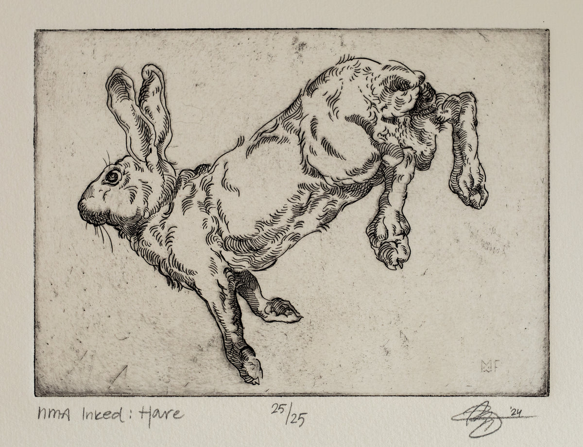 Rabbit Limited Edition Copperplate Etching by Maartje Fleetwood